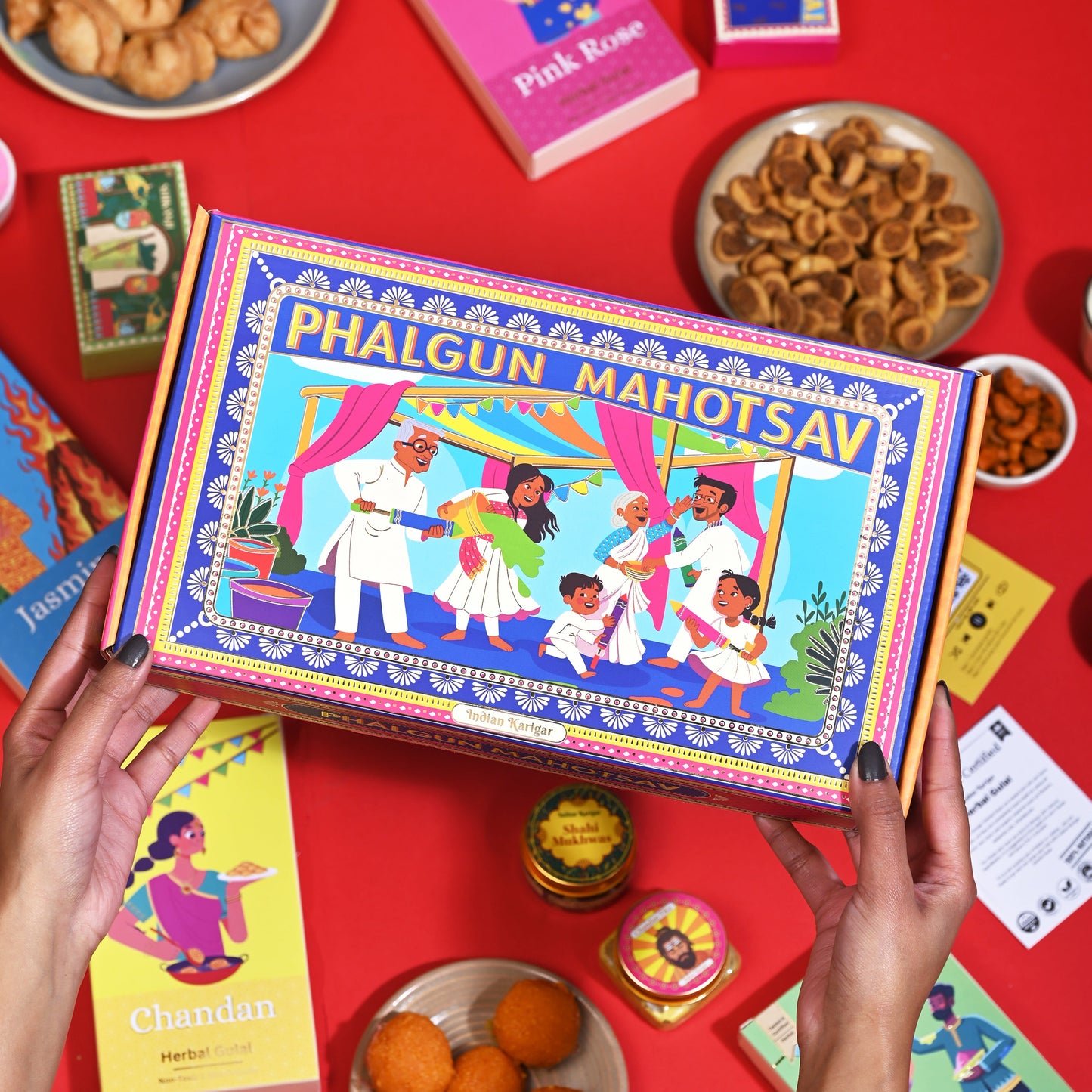 Organic Holi colours gift box with premium gulal – Phalgun Mahotsav