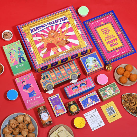 Narsingh Collection Holi Gift Hamper in premium truck-themed gift box, eco-friendly and festive