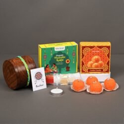 Indian Karigar Laddu Candle and Rakhi Combo